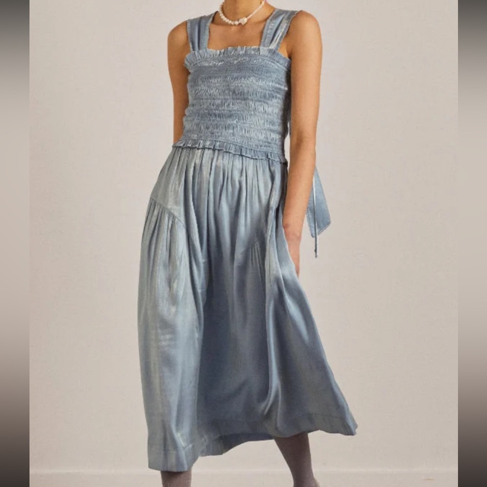 Damson Madder Light Blue/Silver Maxi Dress